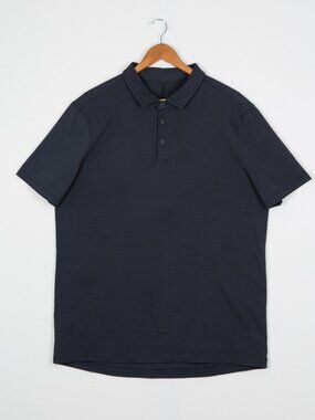 Lululemon Evolution Short Sleeve Polo Club Blue Stretch Golf Large L